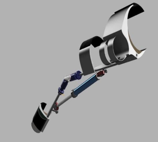 CAD model of the smart knee actuator exoskeleton with pneumatic cylinder