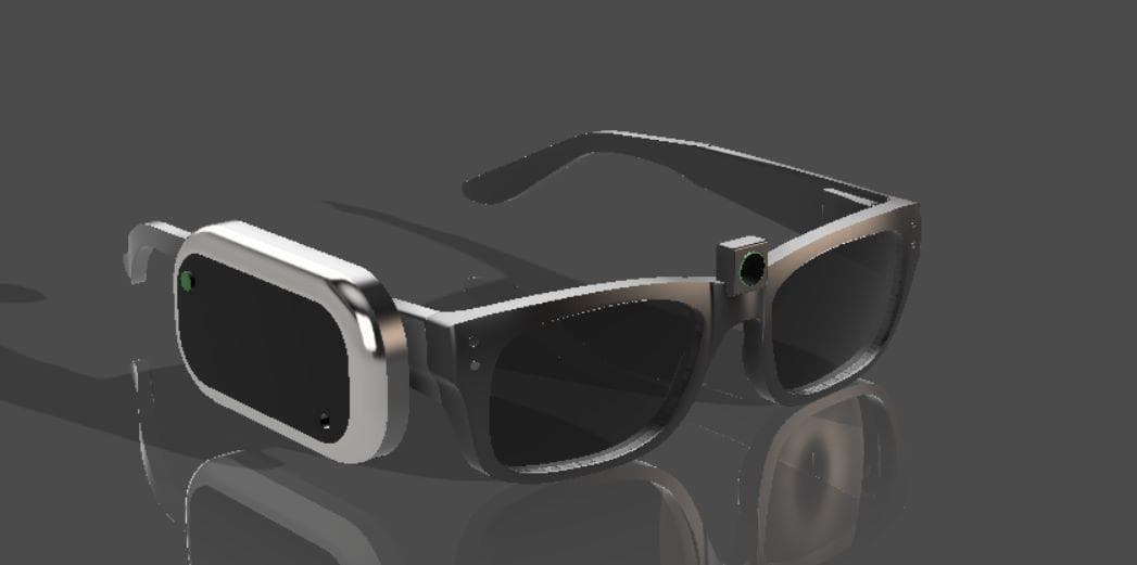 Render of the smart eyewear with built-in camera