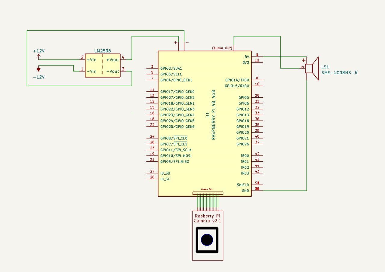 Electrical schematic of the Raspberry Pi, camera and power circuit